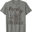 Hysterectomy Recovery Raccoon Feral and Sterile T-Shirt (3XL, Olive Heather)