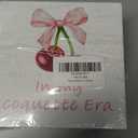 Pack of 2 Luipk Pink Cherry Bows In My Coquette Era Wood Box Sign Desk Decor, Vintage Preppy Trendy Bows Girly Wooden Block Sign Decorations for Home Girl Bedroom Dorm Living Room Wall Tabletop Shelf Decor