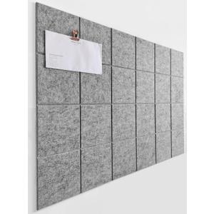 Cork Board 24 x36 Alternative - 6 Pack Felt Wall Tiles with Safe Removable Adhesive Tabs, Cork Boards for Home Walls Office Pin Board Tack Board Cork Board - Gray Marble