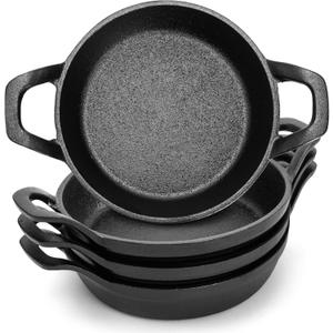 Hiceeden 4 Pcs Small Cast Iron Skillets, 6.3 x 6.3 x 1.5 Inch Non-stick Cast Iron Pan, Mini Frying Pans with Double Handle for Stove, Oven, Grill Safe, Indoor and Outdoor Use