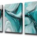 LUDEYI Modern Abstract Wall Art Canvas Prints, 3-Piece Teal and Gray Fluid Art, Contemporary Home Decor Wall art in the living room, bedroom and bathroom12x16 Inch/Set of 3