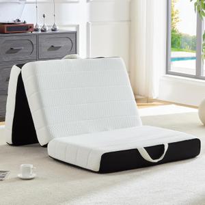 ROXGOX Foldable Mattress, Twin Tri-Fold Memory Foam Mattress Topper with Washable Cover, Handle & Non-Slip Bottom, 6 Inch Portable Folding Bed for Guest, Yoga, Living Room, Camping - 75"x38"x6"