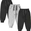 3 Pack Toddler Boys and Girls Cotton Pull on Sweatpant with Drawstring 7Y