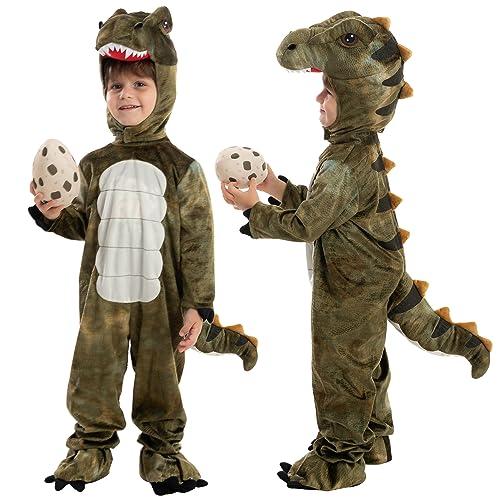 Spooktacular Creations Halloween Realistic T.rex Costume Outfit Dinosaur Jumpsuit with Egg for Kids Toddler Dress-up Party S