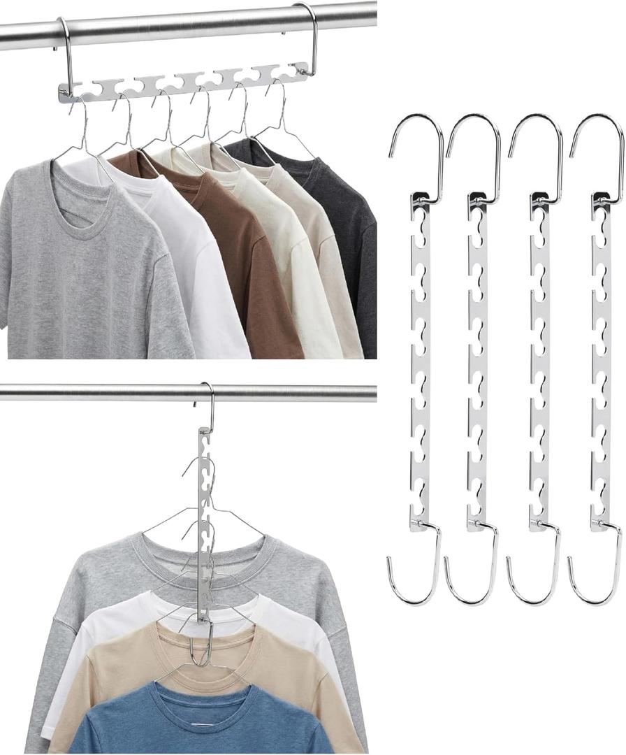 Mr. Pen- Metal Space Saving Hangers for Clothes, 4 Pack, 6 Slots, 360 Rotating Hooks, Metal Hangers, Wardrobe Organizer, Magic Cascading Hanger, Closet Space Saver, Closet Organizers and Storage
