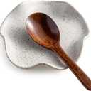 Spoon Rest for Kitchen Counter, 5.3" Ceramic Spoon Holder for Stove Top, Cute Coffee Spoon Rest, Modern Kitchen Spoon Holder for Multiple Utensils, Farmhouse Home DCor, Housewarming Gift (Beige with Spots)