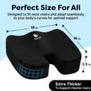 FOMI Extra Thick Firm Coccyx Orthopedic Memory Foam Seat Cushion | Black Large Cushion for Car or Truck Seat, Office Chair, Wheelchair | Back Pain Relief (Black)
