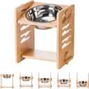 Elevated Dog Bowls, 9 Heights Adjustable Raised Dog Bowl 4.7-11.8, with Food Grade 304 Stainless Steel 51 OZ, Bamboo Dog Bowl Stand for Medium and Large Dogs, 1 Pack