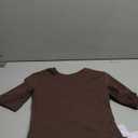 MANGOPOP Women's Half Sleeve Crew Neck Bodysuit 3/4 Sleeve Body Suit Slim Fit Going Out Tops (Coffee) XS