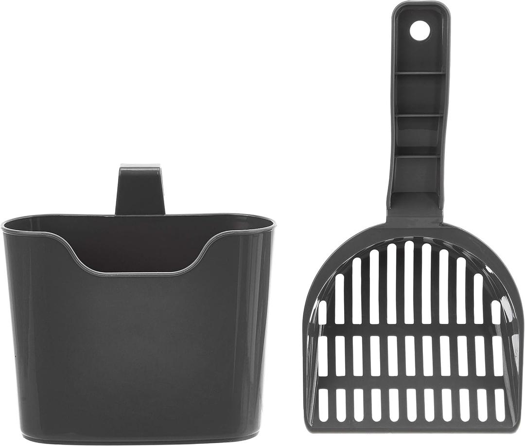 Amazon Basics Durable Litter Scoop with Holder for Cat Litter Box, Unscented, 1 Count