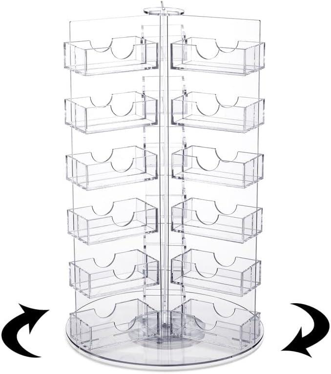 Huwena 36 Pocket Acrylic Rotating Business Card Holder Multiple Spinning Clear Business Card Holder Countertop Greeting Sticker Displa Stand Multi Slot Organizer for Office Home Desk