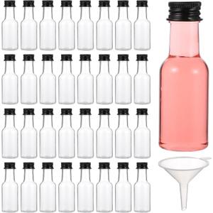 100 Pcs Mini Liquor Bottles Plastic Mini Salad Dressing Bottle Christmas Small Shooter Alcohol Holders with Cap Wine Hot Sauce(0.8 Oz,Black)