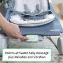 Ingenuity Gas Relief and Anti-Colic Baby Bouncer Seat and Rocker, Gentle Belly Massage to Relax and Soothe Bellies, Instant Tummy Soother, 20 Songs and Melodies Chambray Blue
