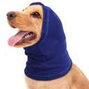 BRKURLEG Dog Calming Hoodie, Dog Ear Muffs for Noise Protection, Pet Anxiety Relief Head Cover and Ears Protector, Dogs Ear Wrap for Grooming Bath and Drying, Blue,L