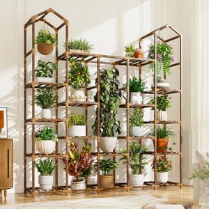 EnHomee Plant Stand Indoor Plant Stands Outdoor Tall Plant Shelf for 19-25 Pots Corner Tiered Plants Stands for Multiple Plants Wood Hanging Plants Holder for Garden Balcony Patio Window Porch