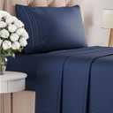 Twin Size 3 Piece Sheet Set - Comfy Breathable & Cooling Bed Sheets Set - Hotel Luxury Bedding for Women, Men, Kids, Teens, Boys & Girls - Deep Pockets, Ultra-Soft, Wrinkle Free - Oeko-Tex - Navy Blue
