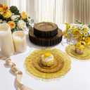 U-QE 60PCS Clear Yellow Plates - Yellow Plastic Plates Disposable&Reusable - Heavy Duty Plastic Plate for Party&Wedding Including 30 Dinner Plate 10" & 30 Appetizer 7"