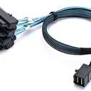 CableDeconn SFF-8643 Internal Mini SAS HD to (4) 29pin SFF-8482 connectors with SAS 15pin Power Port 12GB/S Cable (1M) (H0204)