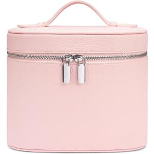 Makeup Bag, Travel Make up Case with Compartments and Handle, Portable Cosmetic Organizer Bags,Toiletry Bag for Women (L(8.5*6.3*6.7 in), Pink 1(8.5*6.3*6.7 in))