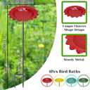 4 PCS Metal Bird Baths for Outdoors, Small Garden Bird Bath with Metal Stake, Hummingbird Feeder for Yard Lawn Decoration (4P-Red Yellow Blue Green)