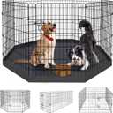 Peekaboo Dog Pen Pet Playpen Dog Fence Indoor Foldable Metal Wire Exercise Puppy Play Yard Pet Enclosure Indoor Outdoor 8 Panels 36 Inch with Bottom Pad/Top Cover(Black 36 Bottom Cover)