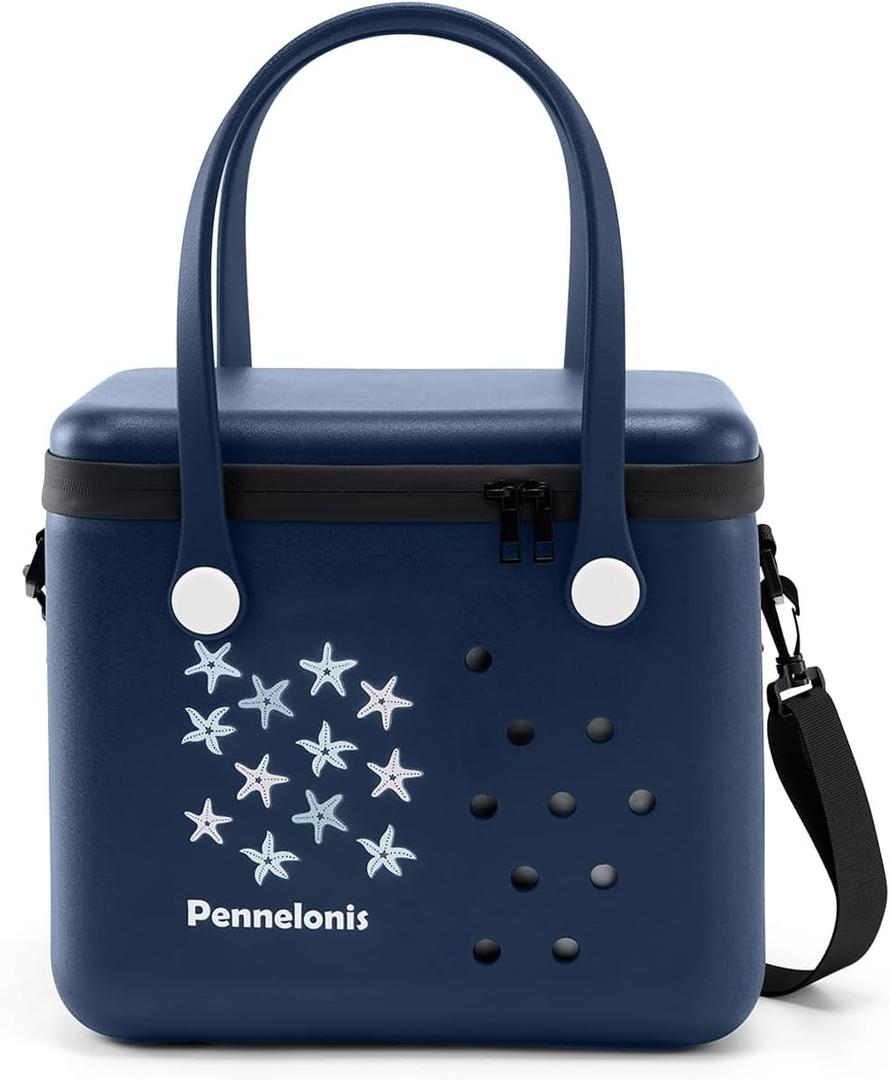 Portable Hard Cooler 10L with Hanging Hole Design, Long Strap & Side Lift Straps, Leak-Resistant Insulated Ice Chest Stays Cold for 48H for Camping S, Royal Blue Print