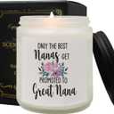 QASHWEY Nana Candle, Pregnancy Announcement Candles Gifts for Nana Grandma, GreatNana Grandma Gifts Soy Aromatherapy Candle, Promoted to GreatNana Lavender Fragrance Jar Candles for Home Scented