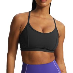 Aoxjox Women's Workout Sports Bras Fitness Backless Padded Training Gym Lexi Lined Bra Yoga Crop Tank Top (Black, Medium)