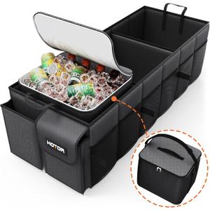 HOTOR Trunk Organizer, Sturdy Foldable with Cooler for Car & SUV, 3 Compartments, Black, 30.9012.6010.63