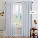 NICETOWN Blackout Curtain Liners for Sheer Curtains, Cold Heat Light Noise Blocking Liners with Rings: Easy to Open and Closed, Thermal Liners for 84 inches Long Curtains, 1 Pair, 50" x 80" Per Panel