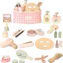 Wooden Makeup Toy Set, Pretend Play Makeup Set for Kids Toddlers, Play Beauty Makeup Kit for Girls 3 4 5 6 7 Year Old
