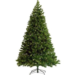 Pre-Lit Christmas Tree 7.5Ft Artificial Hinged Xmas Tree,with 400 Pre-Strung LED Lights,Metal Foldable Base,1420 Branch Tips,Artificial Holiday Christmas Pine Tree for Home,Office,Party.