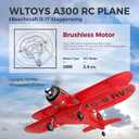 CKYSCHN WLtoys A300 4-Ch RC Plane, Beechcraft D-17 RC Airplanes with Lights, 6G/3D Brushless RC Planes with 2 Batteries, 2.4G Remote Control RC Airplanes Gifts for Adults (Red)