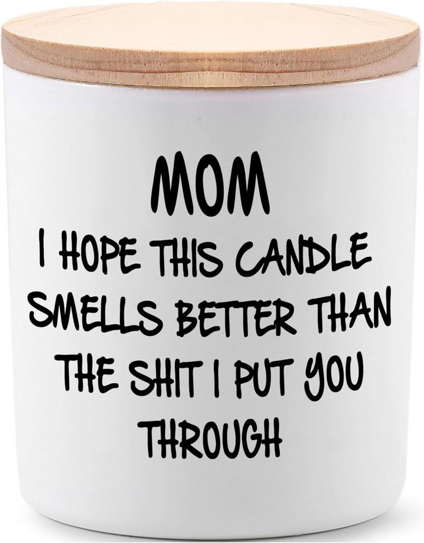 BFJLIFE Candles Gifts for Mom from Daughter or Son Funny Cool Unique Christmas Mothers Day Birthday Gifts for Mom Lavender Scented Soy Candle I Hope This Candle Smells Better Than
