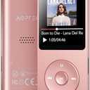 AGPTEK A02 MP3 Player with Bluetooth 5.3, 1.8 inch Screen Portable Music Player with Speaker, FM Radio, Voice Recorder, Supports Expanded Up to 128GB(Rose Gold, 32GB)