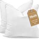 BHZ Euro Throw Pillow Inserts, 26x26 Down Feather Alternative Pillow Inserts Set of 2, Decorative Soft Large Square White Throw Pillows Insert for Couch Bed Dorm Sofa with Breathable Cover