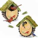 1pc Bird House for Bluebirds and Cadinals - Cedar Wood Large Open Bluebird House Nestbox - Birdhouse for Outside Wall Mountable - 1.5" Brass Plate Heavy 13/16" Thick - 10 Years Usage Multifunctional