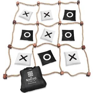 Swooc Games - Giant Tic Tac Toe Game Outdoor (All Weather) | 3ft x 3ft | Instant Setup, No Assembly | Giant Outdoor Games for Adults and Family | Outside Toys | Large Lawn & Backyard Fun | Yard Game