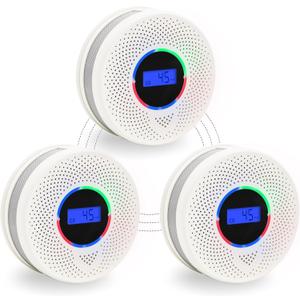10-Year Battery Wireless Interconnected Smoke and Carbon Monoxide Detector, Smart Interlink Smoke CO Alarm with Digital Display, Fire and CO Combo Alarm for Home, EXP: 2035/11/25 (3 Pack)