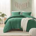 Codi Emerald Green King Comforter Set - Boho Chic Bedding with Elegant Pom Fringe, Soft Washed Microfiber 3pc Luxury Set, Lightweight & Breathable for Master Bedroom, 1 Comforter & 2 Pillow Shams