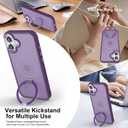 Magnetic for iPhone 16 Case with Ring Stand, [10 FT Drop Protection] [Velvety Touch] Slim Translucent Matte Back Shockproof Phone Case for iPhone 16 6.1'', Dark Purple