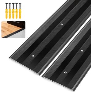 Raytano 2Pack 36"L 5"W 0.25"H Extra-Sturdy Aluminum Door Threshold Strip, Thicken Floor Transition Strip for Commercial and High Traffic Places, Size 36in×5in×0.25in (Black)