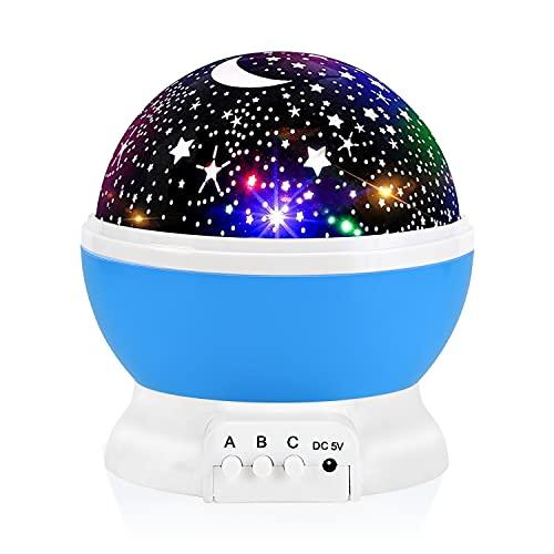 RICTLY Night Light for Kids, Kids Night Light Nebula 360 Degree Rotation - 4 LED Bulbs 12 Light Color Star Projector Changing with USB Cable, Romantic Gifts for Men Women Children