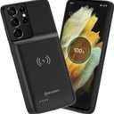 NEWDERY Battery Case for Galaxy S21 Ultra 5G, Qi Wireless Charging case with 4700mAh Backup Battery Pack, Portable Rechargeable Smart Battery Charger Case Compatible with Samsung S21 Ultra(6.8)