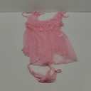 Lilosy Sexy Polka Dots Mesh Sheer Lace Babydoll Chemise Lingerie Set Floral Sleep Wear (Large, Pink)