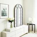 42"x 24"Black Arched Window,Modern Accent Décor, Large Mirrors Decorative Vintage Wall-Mounted Mirror for Living Room, Bedroom, Entryway, Bathroom