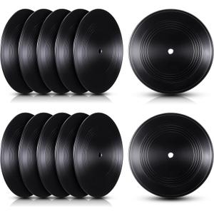 Qunclay 48 Pieces Blank Vinyl Records 7 Inch Black Vinyl Fake Albums Record for Room Wall Aesthetic Decoration Independent Aesthetics Room Decor DIY Projects