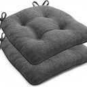 Chair Cushions Set of 2 for Dining Chairs, 16.5"x15.5" Kitchen Chair Pads with Memory Foam, Non-Slip Bottom & Ties, Tufted Indoor Seat Cushions for Home Use  Dark Grey