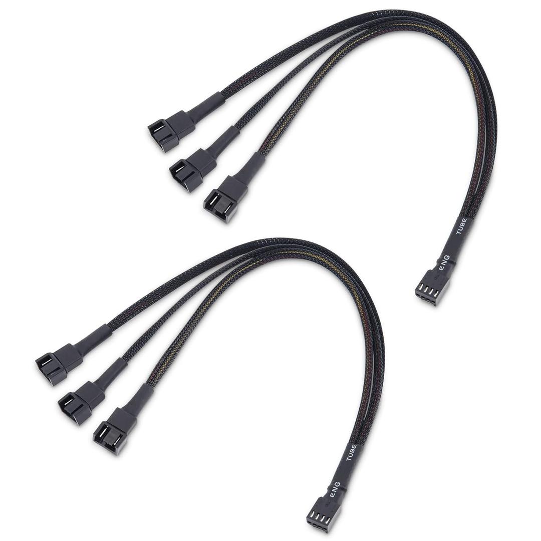 Cable Matters 2Pack 3 Way 4 Pin PWM Fan Splitter Cable  12 Inches / 30cm, 1x PWMControlled with 2 Follower, PC Fan Splitter 1 to 3 Converter