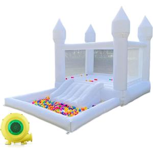 iLink-outer White Bounce House for Kids - 13x8x8FT Oxford White Bouncy House with Slide & Ball Pit, Perfect for Parties & Events,Safe and Fun for All Ages